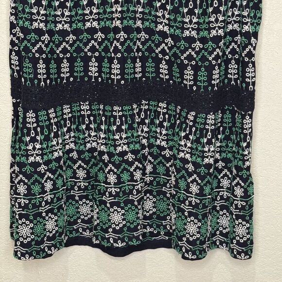 Maeve by Anthropologie Cammie Tank Top Large Black Green White Embroidered Boho - Picture 5 of 8